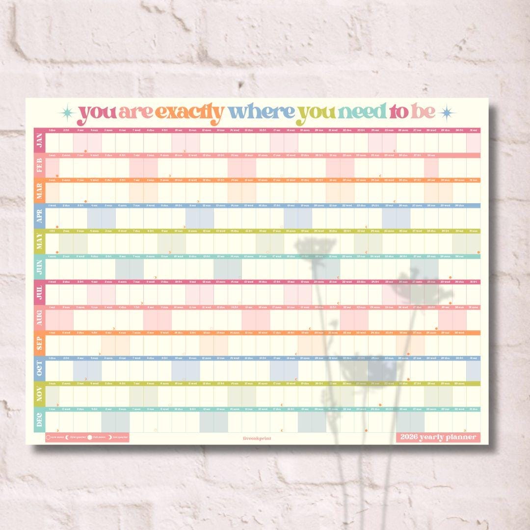 Colorful 2026 Year Wall Planner - Large One Page Planner