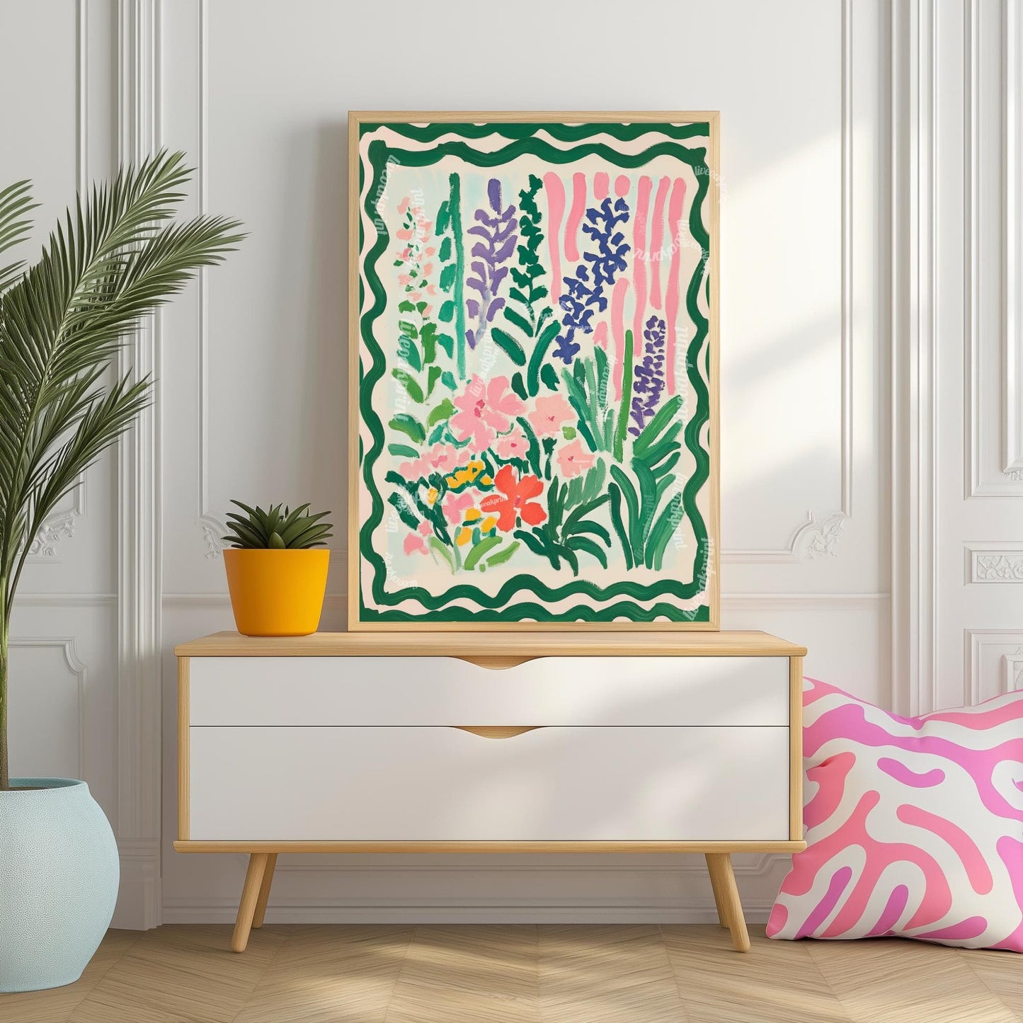 Green Dopamine Decor Flowers – 8x10” Unframed Print