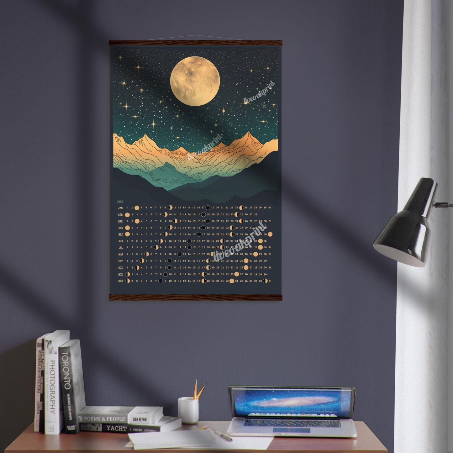 2026 Moon Phase Calendar – 2026 Lunar Calendar – 2026 Wall Calendar – Hanging Moon Calendar – Full Moon Calendar – Witchy Gift Ideas