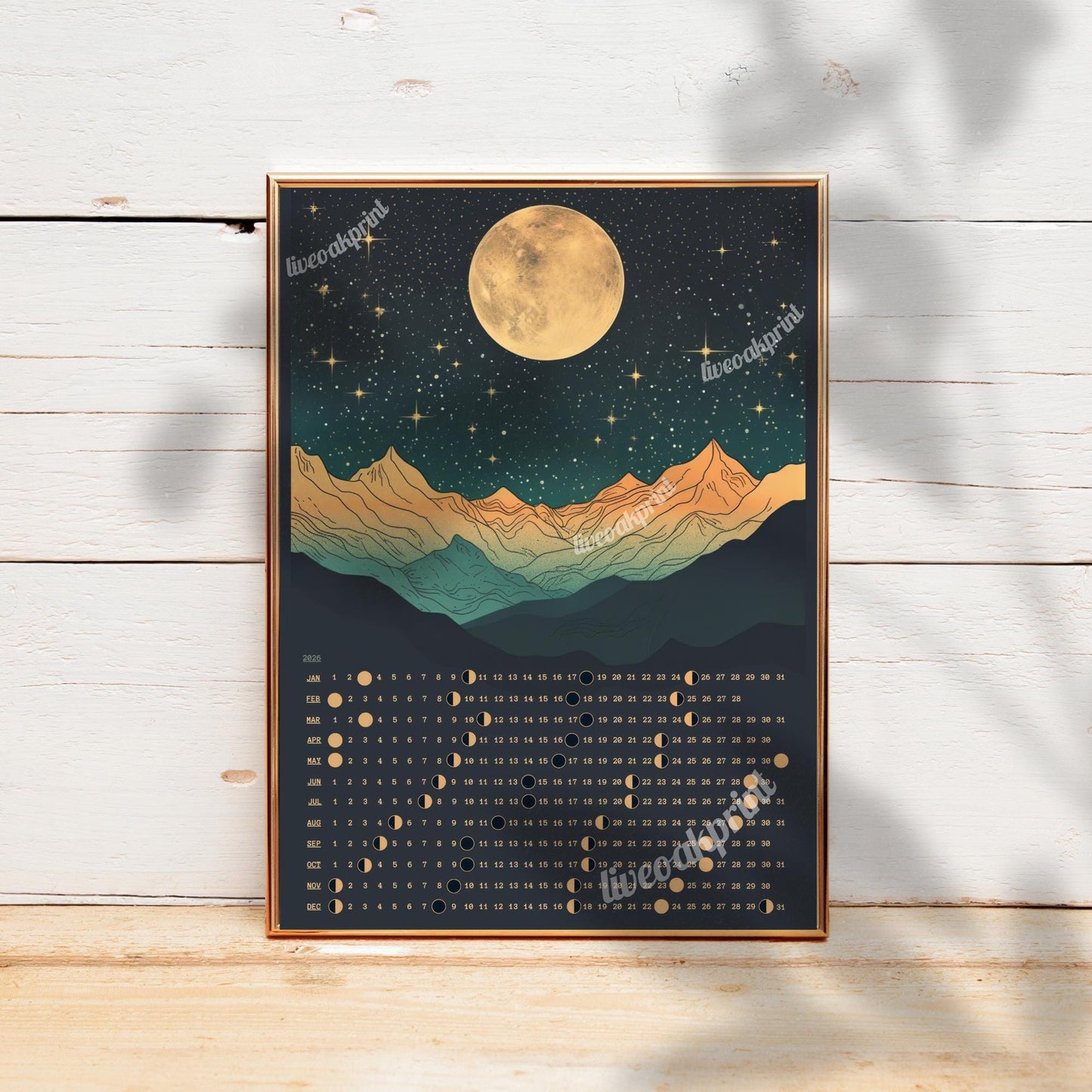 2026 Moon Phase Calendar – 2026 Lunar Calendar – 2026 Wall Calendar – Hanging Moon Calendar – Full Moon Calendar – Witchy Gift Ideas
