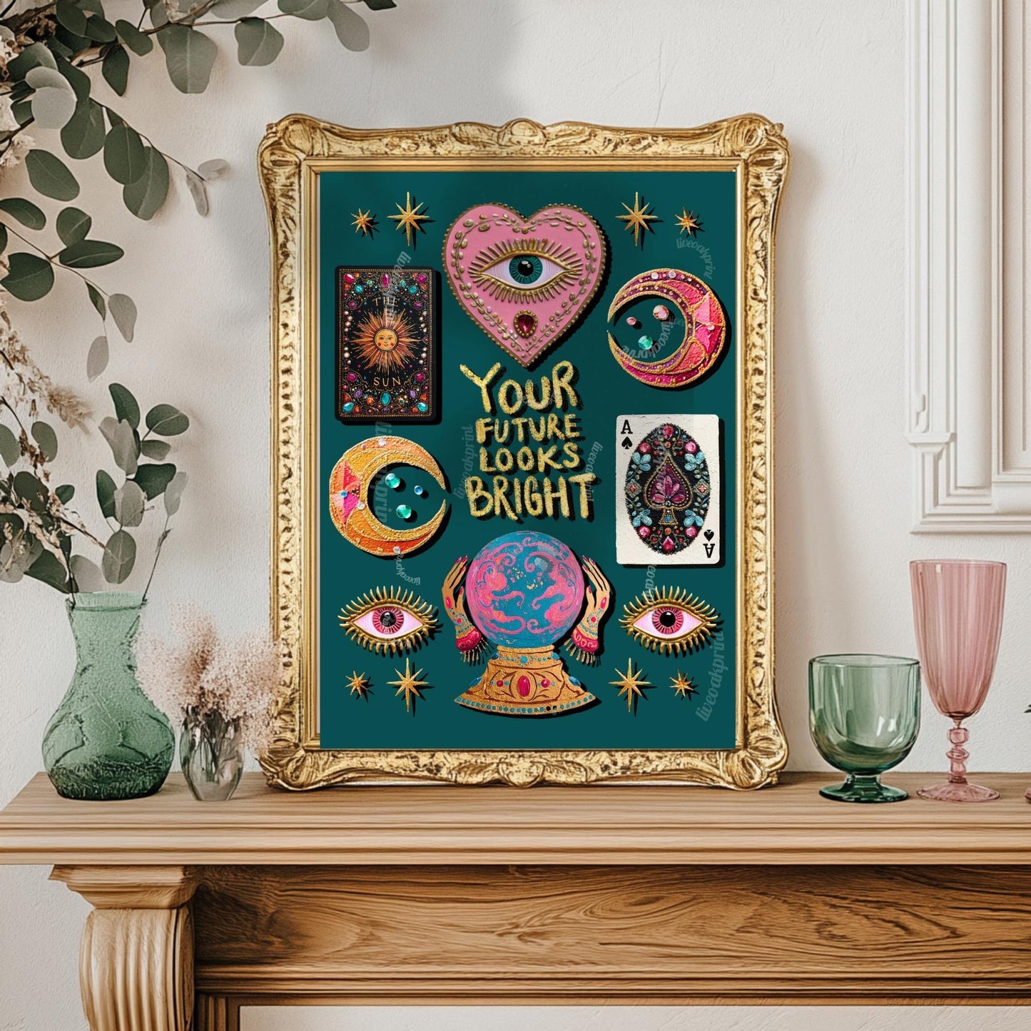 Your Future Looks Bright – Surrealist Wall Art Witchy Wall Decor Fortune Telling Print Eye Wall Art Witchy Wall Decor Inspirational Quote