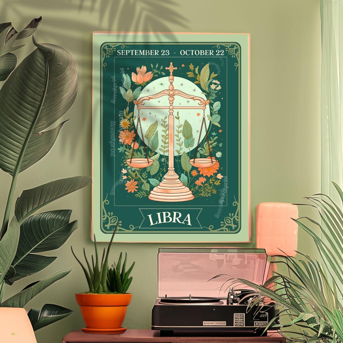 Libra Tarot Print – Libra Gift, Libra Art Print Zodiac Wall Art Astrology Dorm Decor Wall Print October Birthday Gift Libra Home Decor