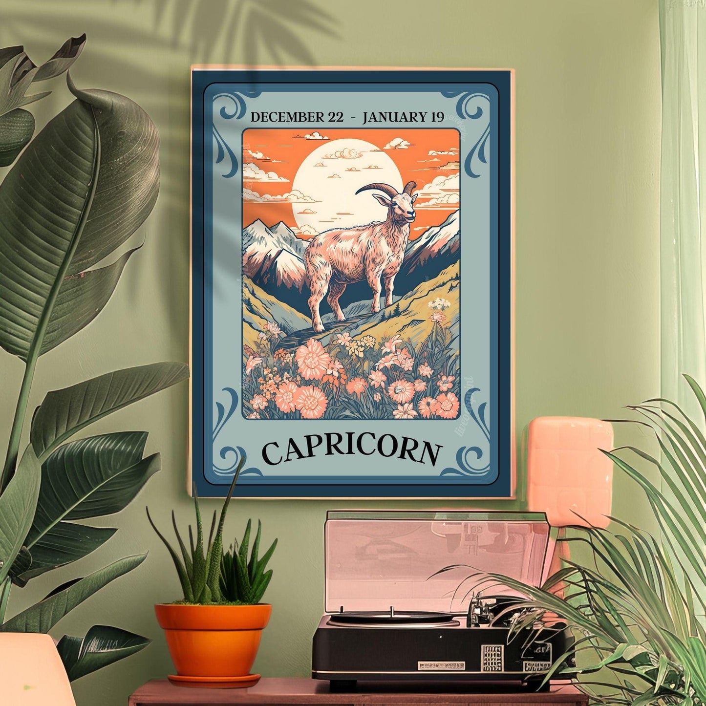 Capricorn Tarot Print – Capricorn Gift, Zodiac Wall Art Astrology Decor Ambitious Earth Sign Poster January Birthday Capricorn Art Print