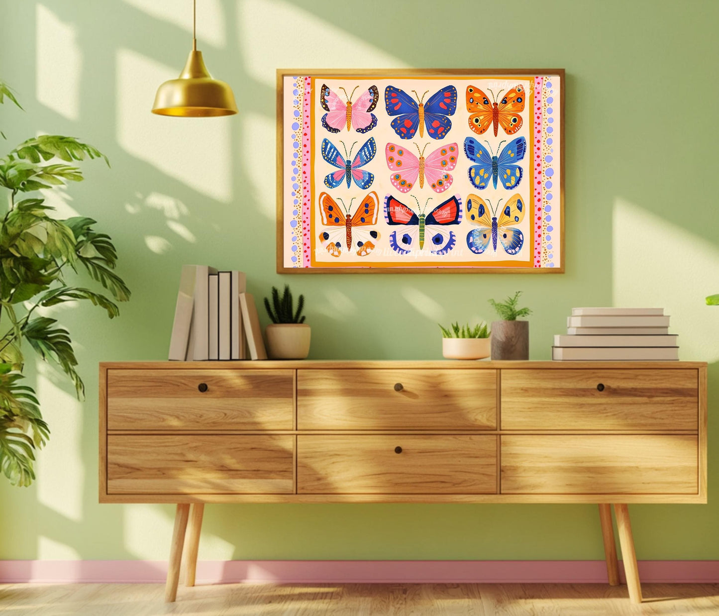 Horizontal Butterfly Print – Colorful Butterfly Wall Art Nature-Inspired Decor Maximalist Gallery Wall Dopamine Decor Over Couch Wall Art