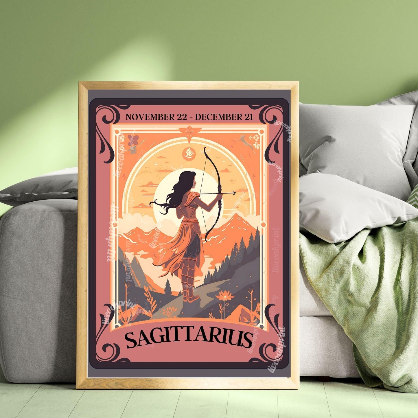 Sagittarius Tarot Print – Sagittarius Gift, Zodiac Wall Art, Archer Astrology Decor, Boho Dorm Poster, December Birthday Sagittarius Art