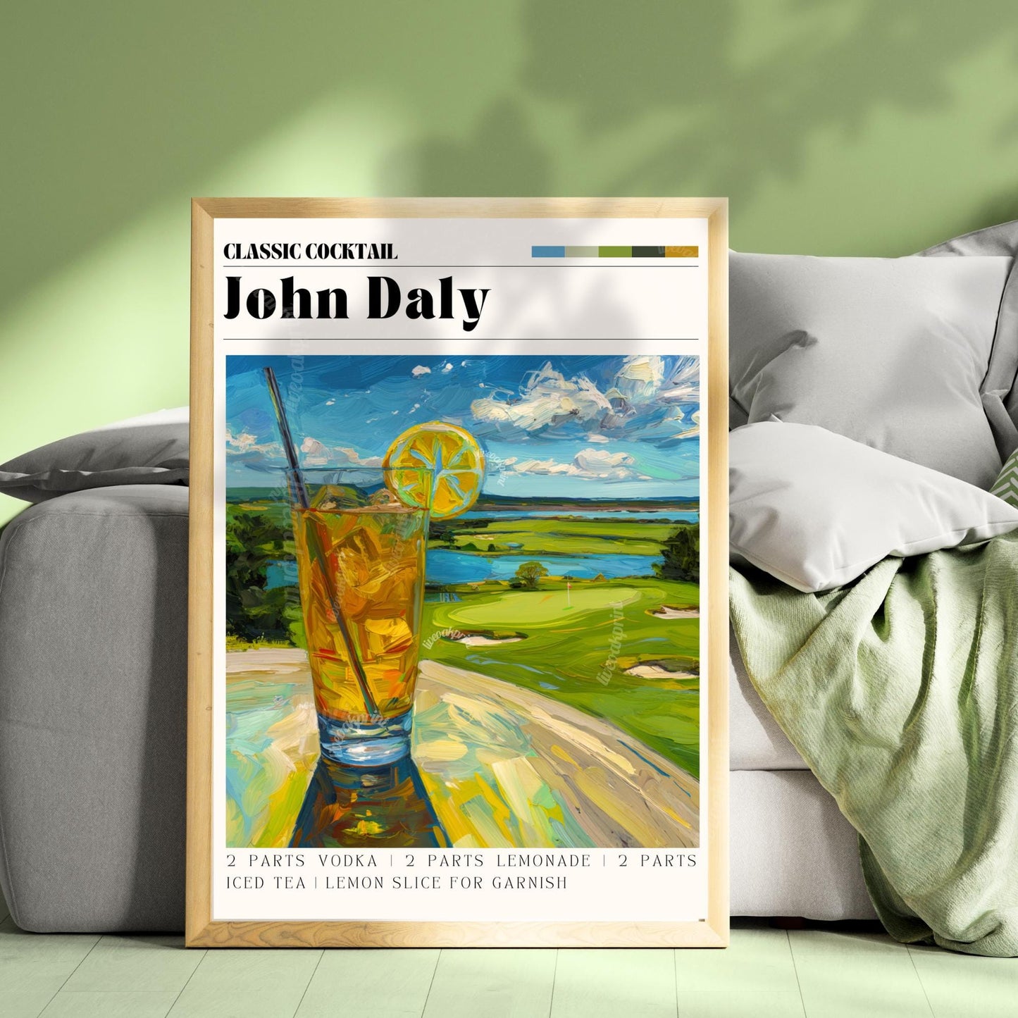 John Daly Cocktail Print – Golf Cocktail Wall Art Bar Cart Decor Iced Tea Lemonade Whiskey Drink Print Gift for Golfers & Cocktail Lovers