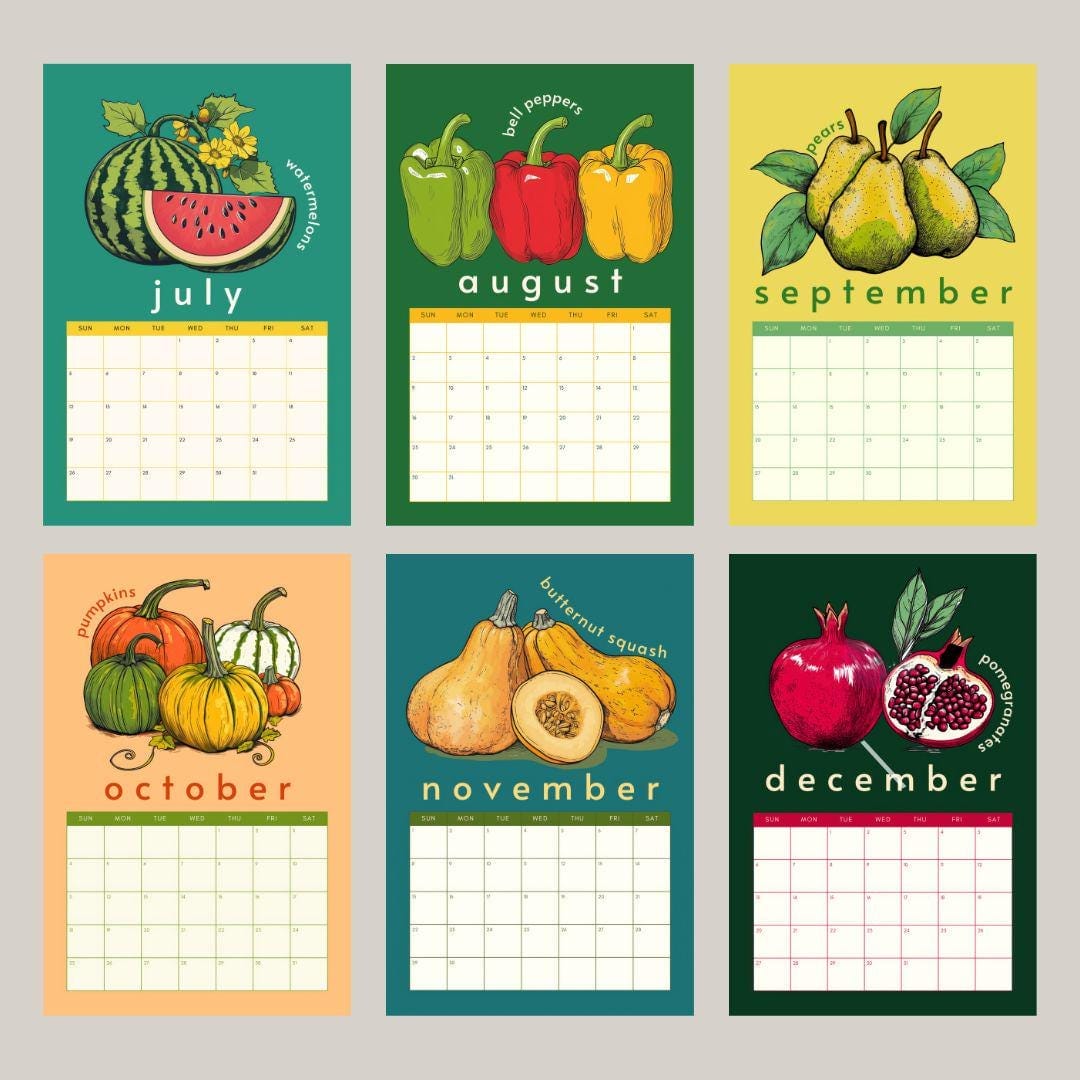 2026 Wall Calendar: Seasonal Produce Calendar – 2026 Kitchen Calendar