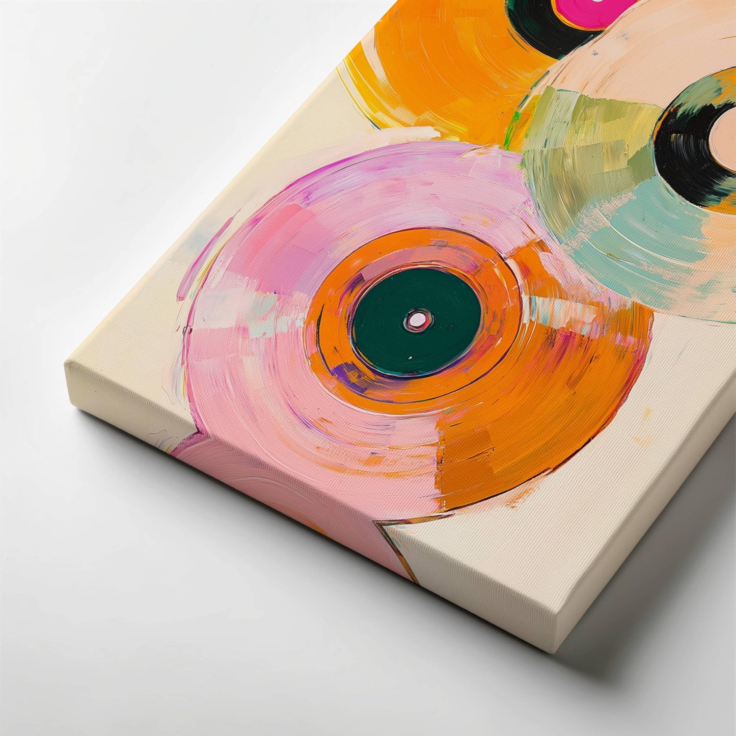 Retro Vinyl Painting - Sage, Pink and Orange Music Print