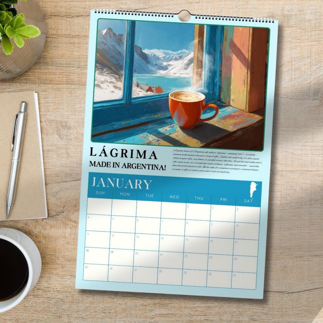 2026 Wall Calendar: Coffee Around the World – Coffee Wall Calendar – Coffee Gift Ideas