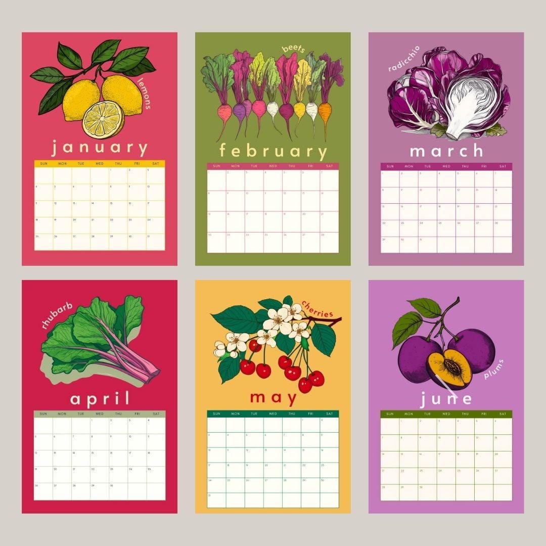2026 Wall Calendar: Seasonal Produce Calendar – 2026 Kitchen Calendar