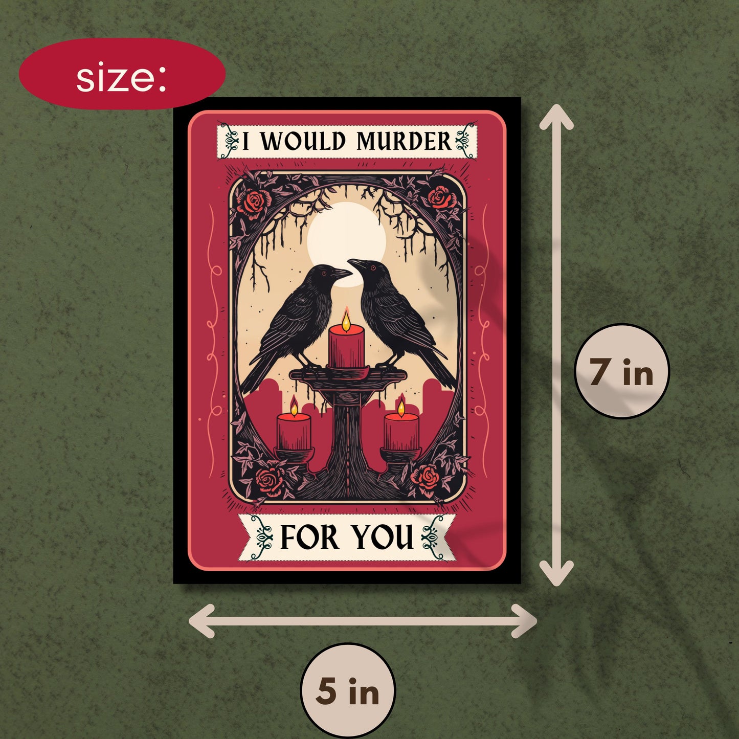 Gothic Valentine's Day Cards Pack of 10 - Alternative Dark Goth Valentines - because a group of crows is called a "murder of crows"