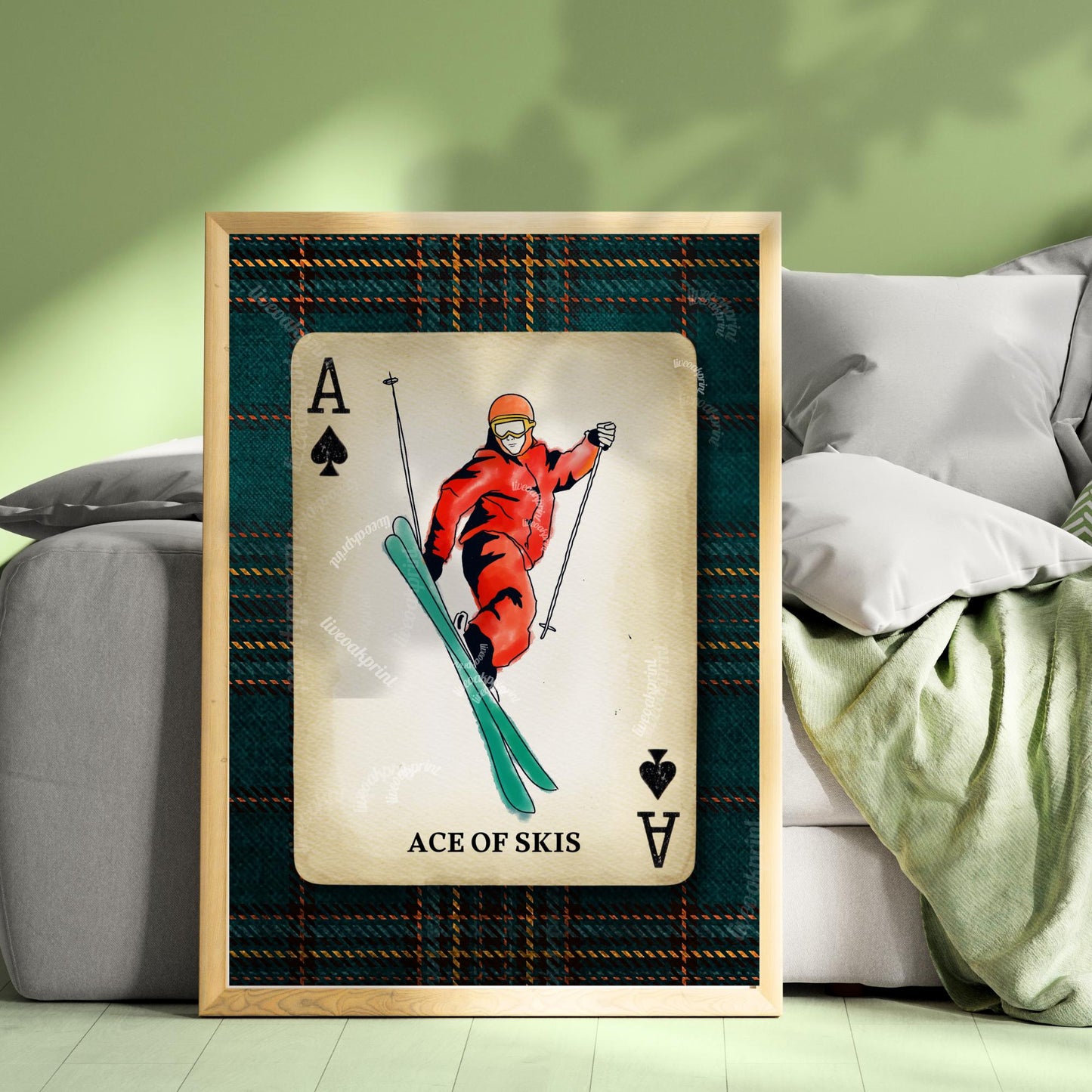 Retro Ski Illustration Wall Art - Vintage Ski Print Ski WallDecor Skier Gift Idea Skiing Artwork Winter Wall Art Ski Lodge Decor