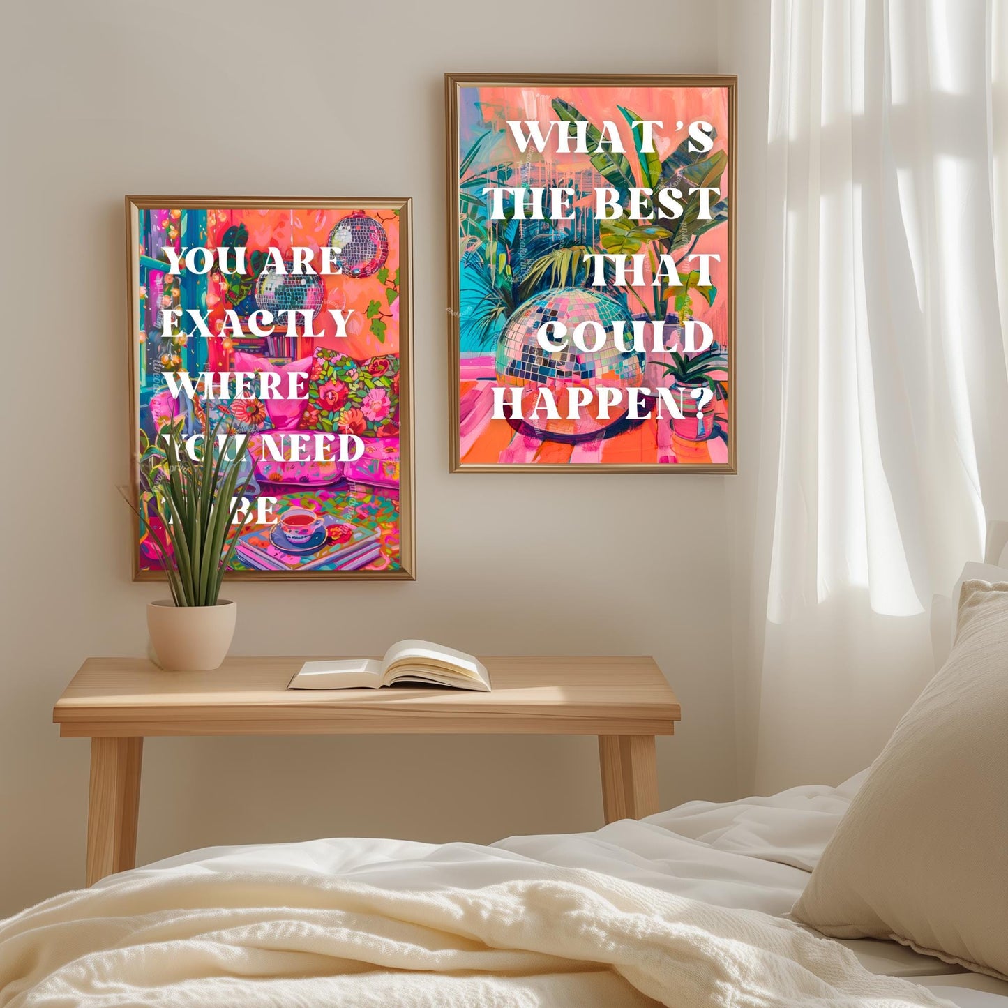 You Are Exactly Where You Need To Be Art Print - Cozy Colorful Living Room Print Disco Wall Art