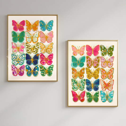 Set of 2 Butterfly Wall Art Prints