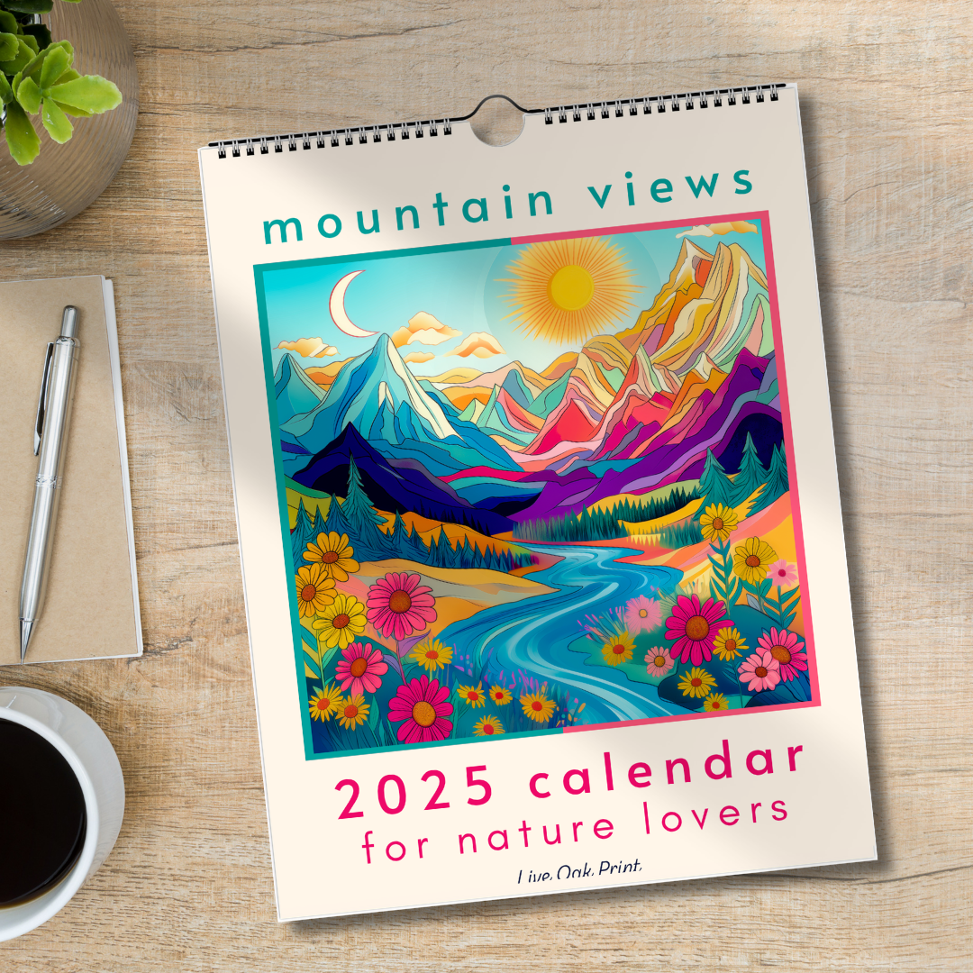 2025 Calendar : Mountain Views - Wall Calendar 2025 - Seasonal Art Calendar - Mountain Wall Calendar - Boho Wall Calendar