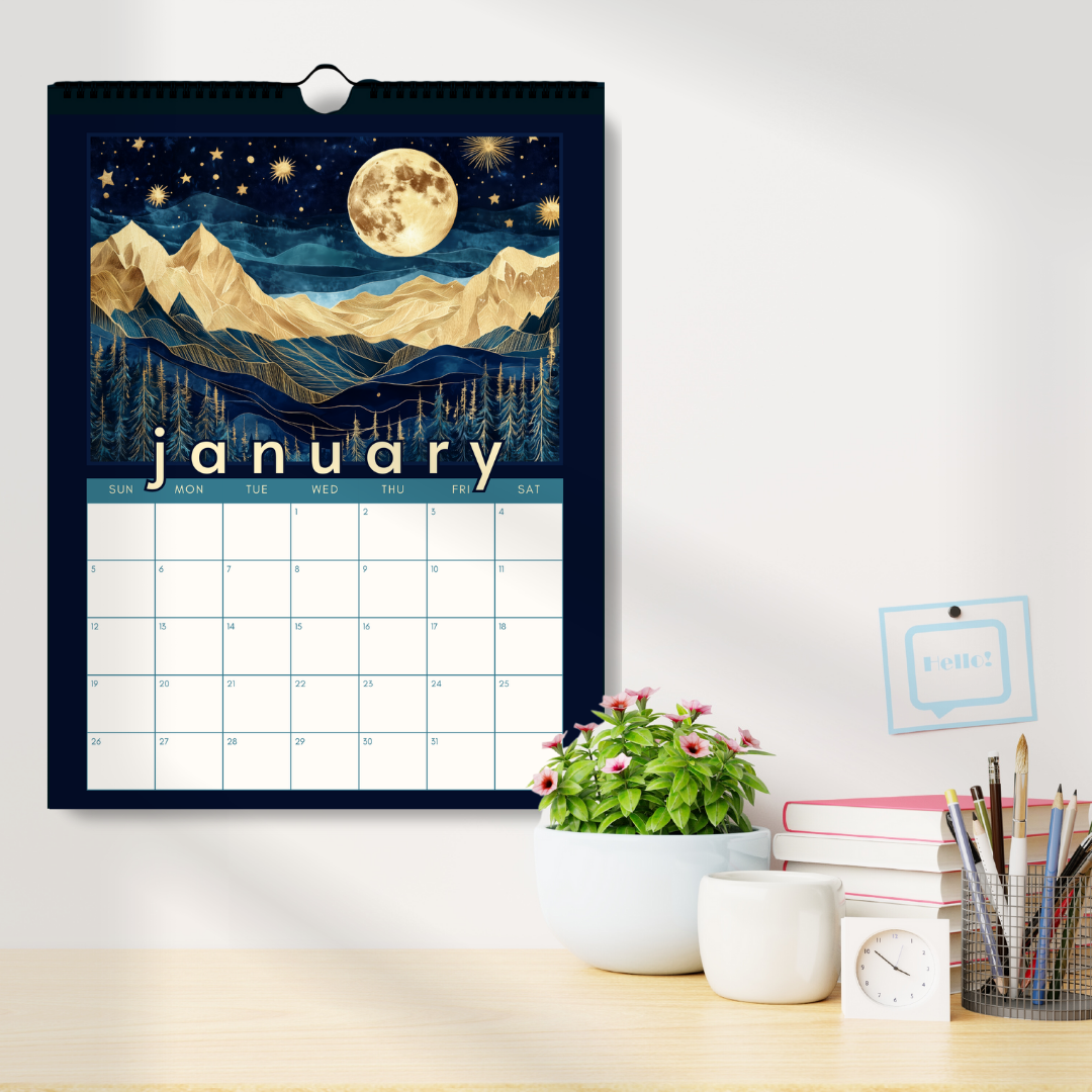 2025 Calendar : Mountain Views - Wall Calendar 2025 - Seasonal Art Calendar - Mountain Wall Calendar - Boho Wall Calendar