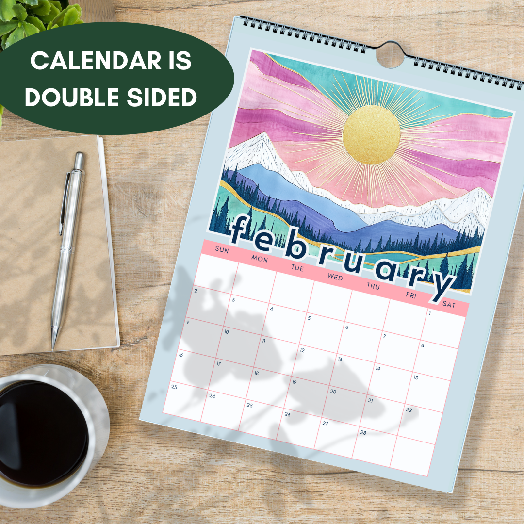 2025 Calendar : Mountain Views - Wall Calendar 2025 - Seasonal Art Calendar - Mountain Wall Calendar - Boho Wall Calendar