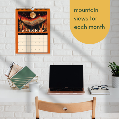 2025 Calendar : Mountain Views - Wall Calendar 2025 - Seasonal Art Calendar - Mountain Wall Calendar - Boho Wall Calendar