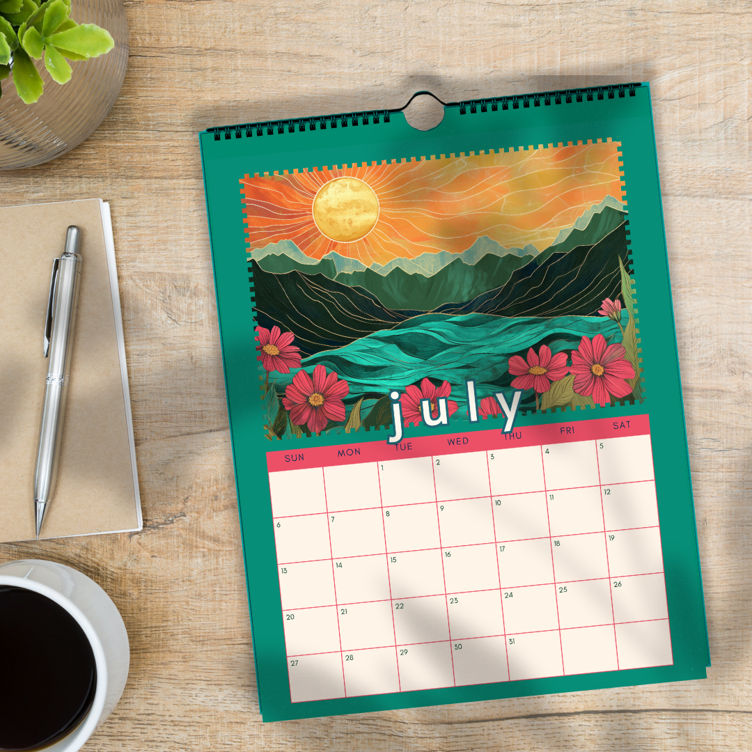 2025 Calendar : Mountain Views - Wall Calendar 2025 - Seasonal Art Calendar - Mountain Wall Calendar - Boho Wall Calendar