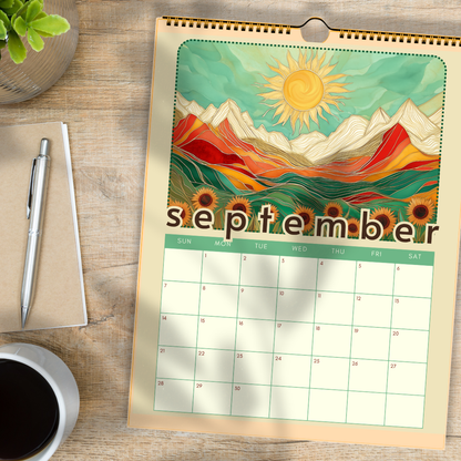 2025 Calendar : Mountain Views - Wall Calendar 2025 - Seasonal Art Calendar - Mountain Wall Calendar - Boho Wall Calendar