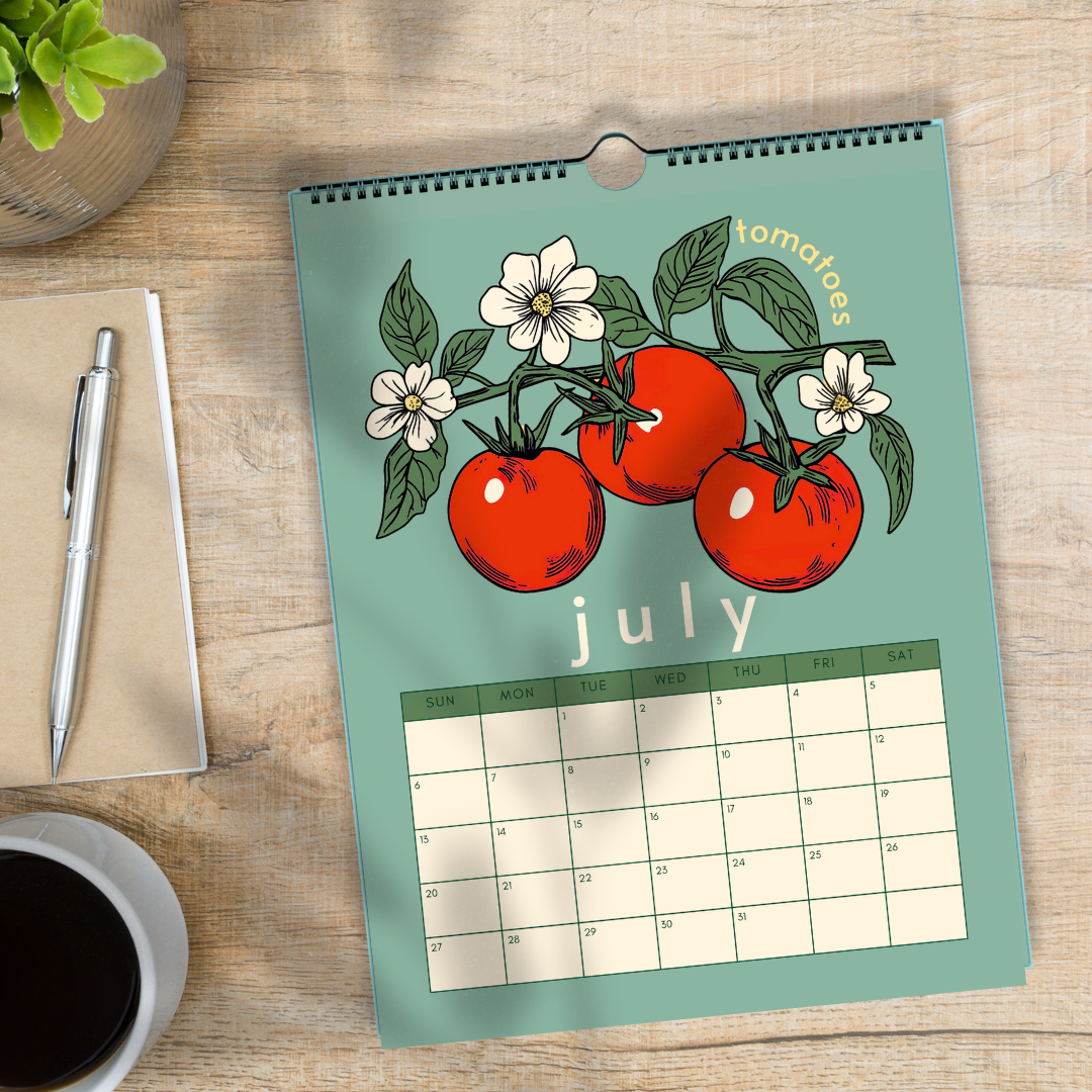 2025 Calendar : Seasonal Produce - Wall Calendar 2025 - Kitchen Calendar 2025 - Seasonal Fruits and Vegetables Calendar