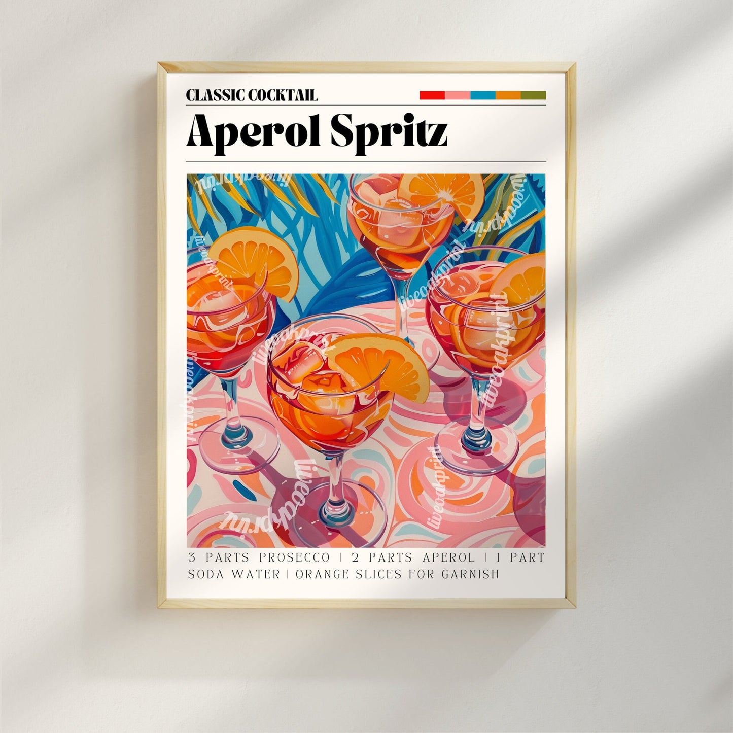 Aperol Spritz Print - Aperol Spritz Wall Art - Bar Cart Art - Classic Cocktail Prints - Aperol Spritz Wall Art - Cocktail Print Set LiveOakPrint