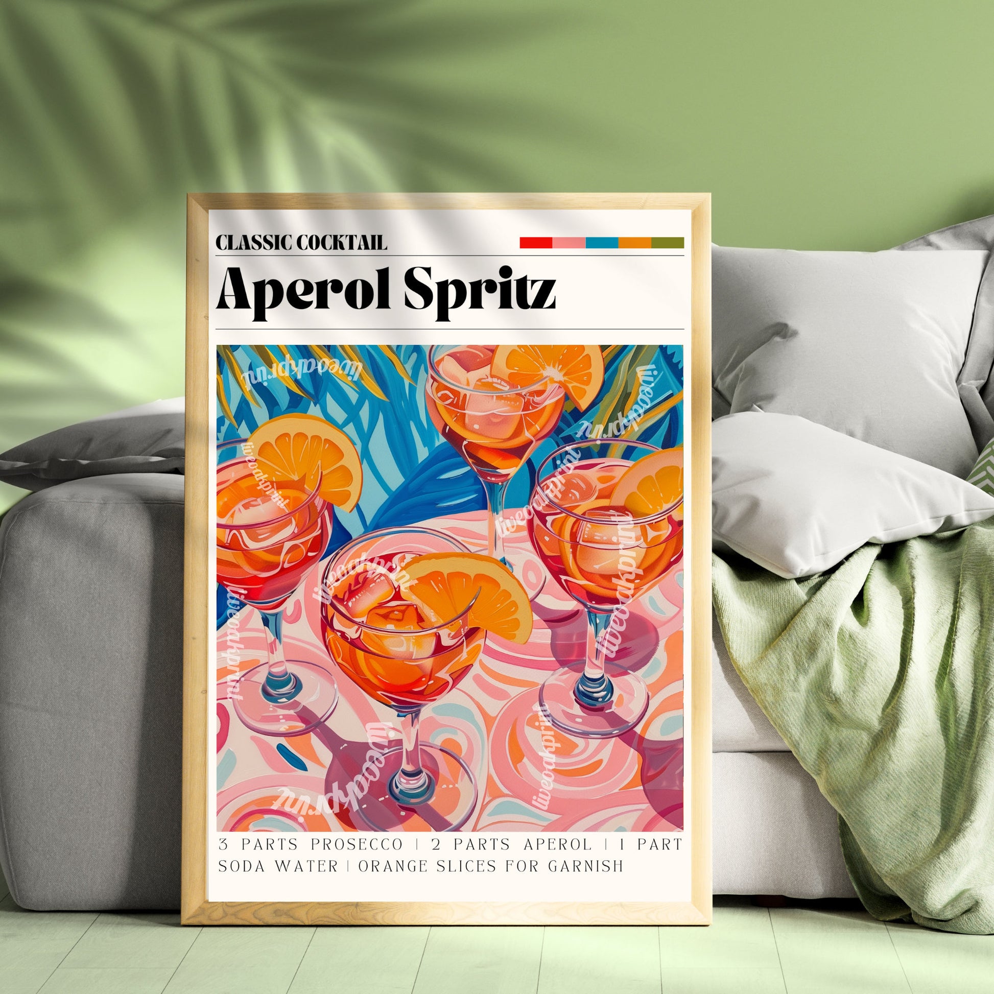 Aperol Spritz Print - Aperol Spritz Wall Art - Bar Cart Art - Classic Cocktail Prints - Aperol Spritz Wall Art - Cocktail Print Set LiveOakPrint