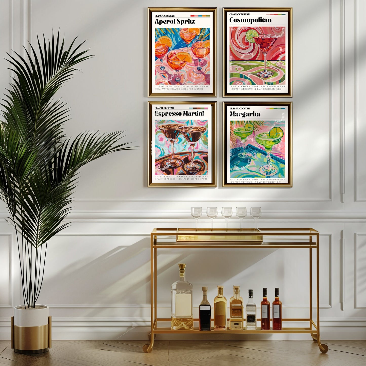 Aperol Spritz Print - Aperol Spritz Wall Art - Bar Cart Art - Classic Cocktail Prints - Aperol Spritz Wall Art - Cocktail Print Set LiveOakPrint