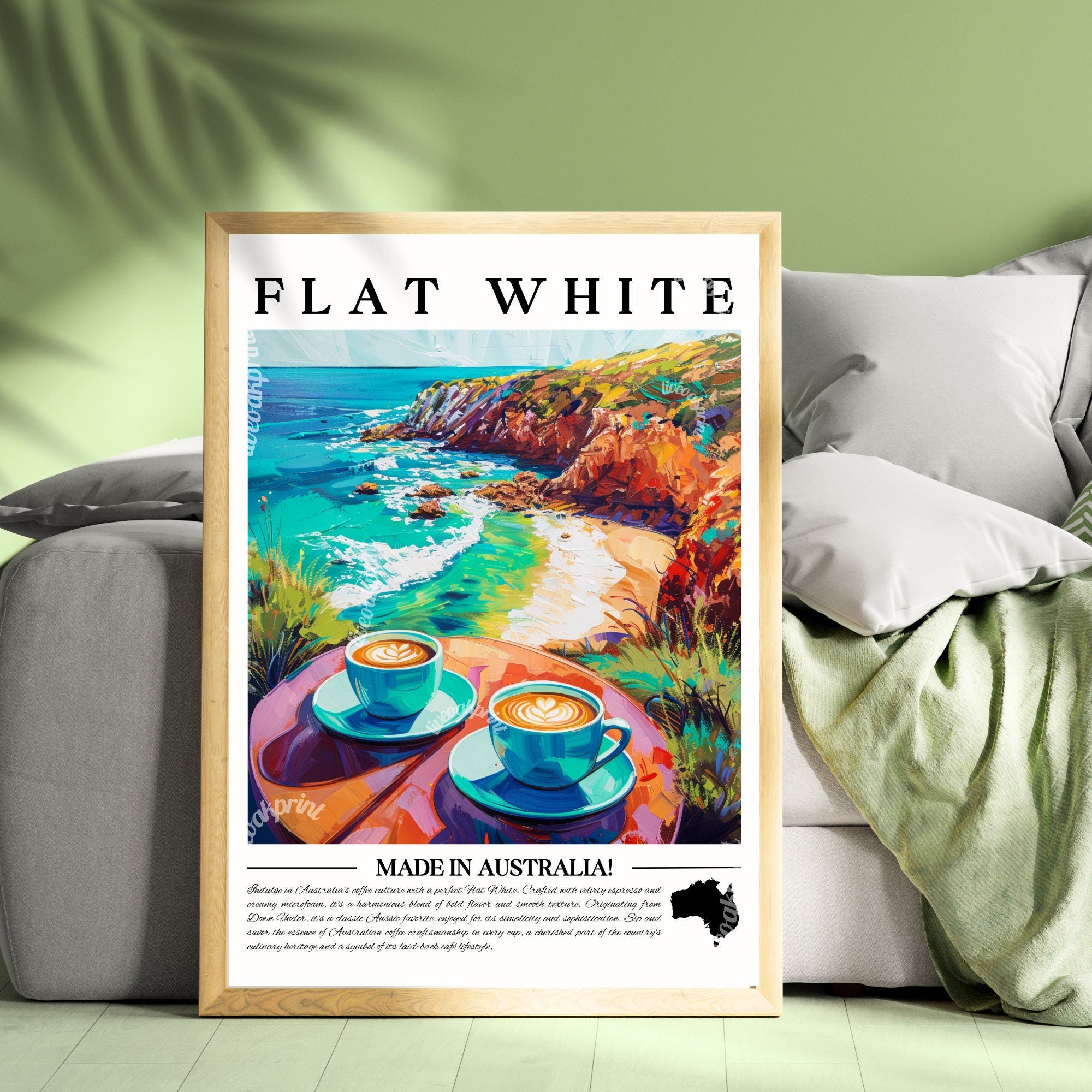 Australia - Flat White | Coffee Around The World Series | Australia Print - Flat White Wall Art  - Australian Wall Art - Australia Travel