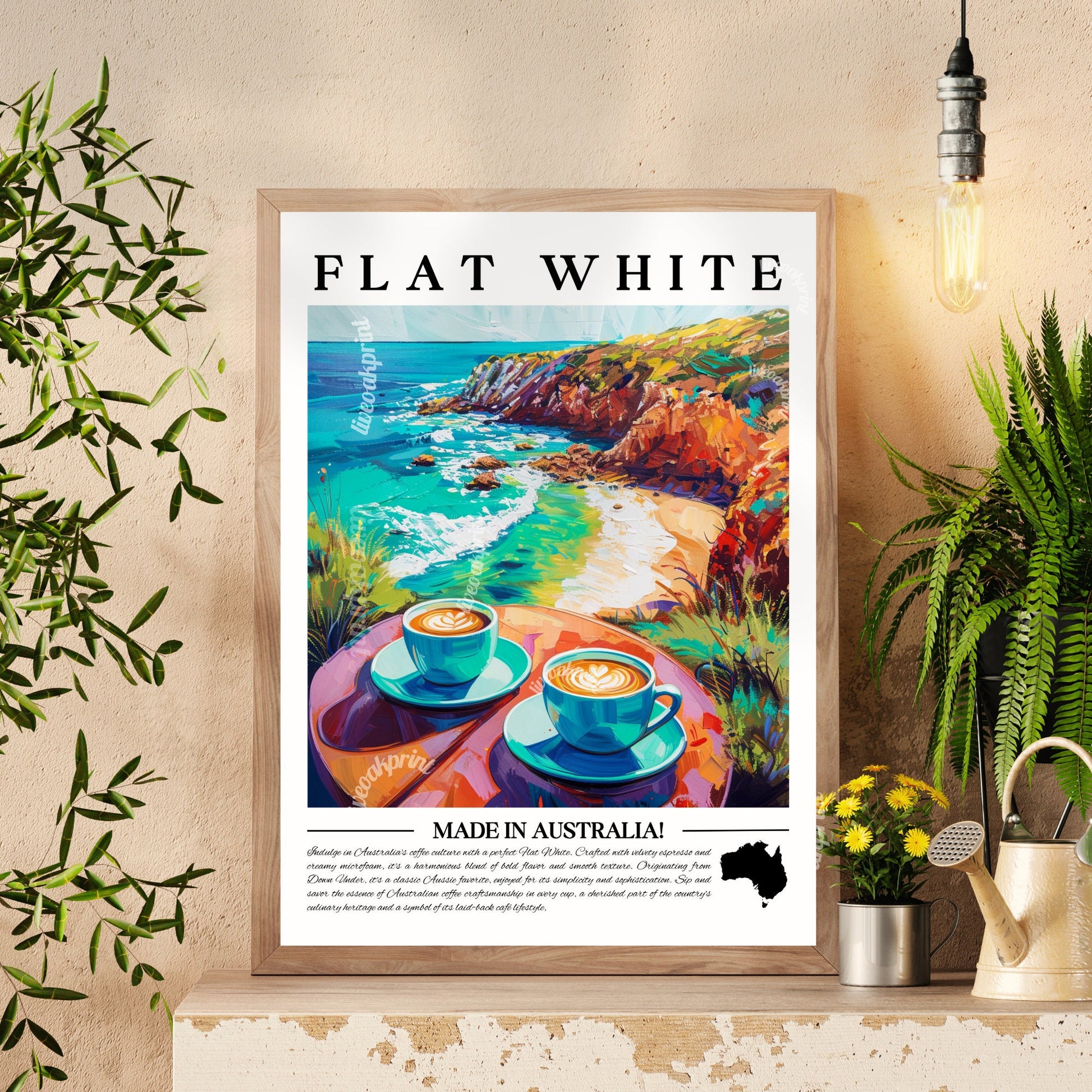 Australia - Flat White | Coffee Around The World Series | Australia Print - Flat White Wall Art - Australian Wall Art - Australia Travel LiveOakPrint