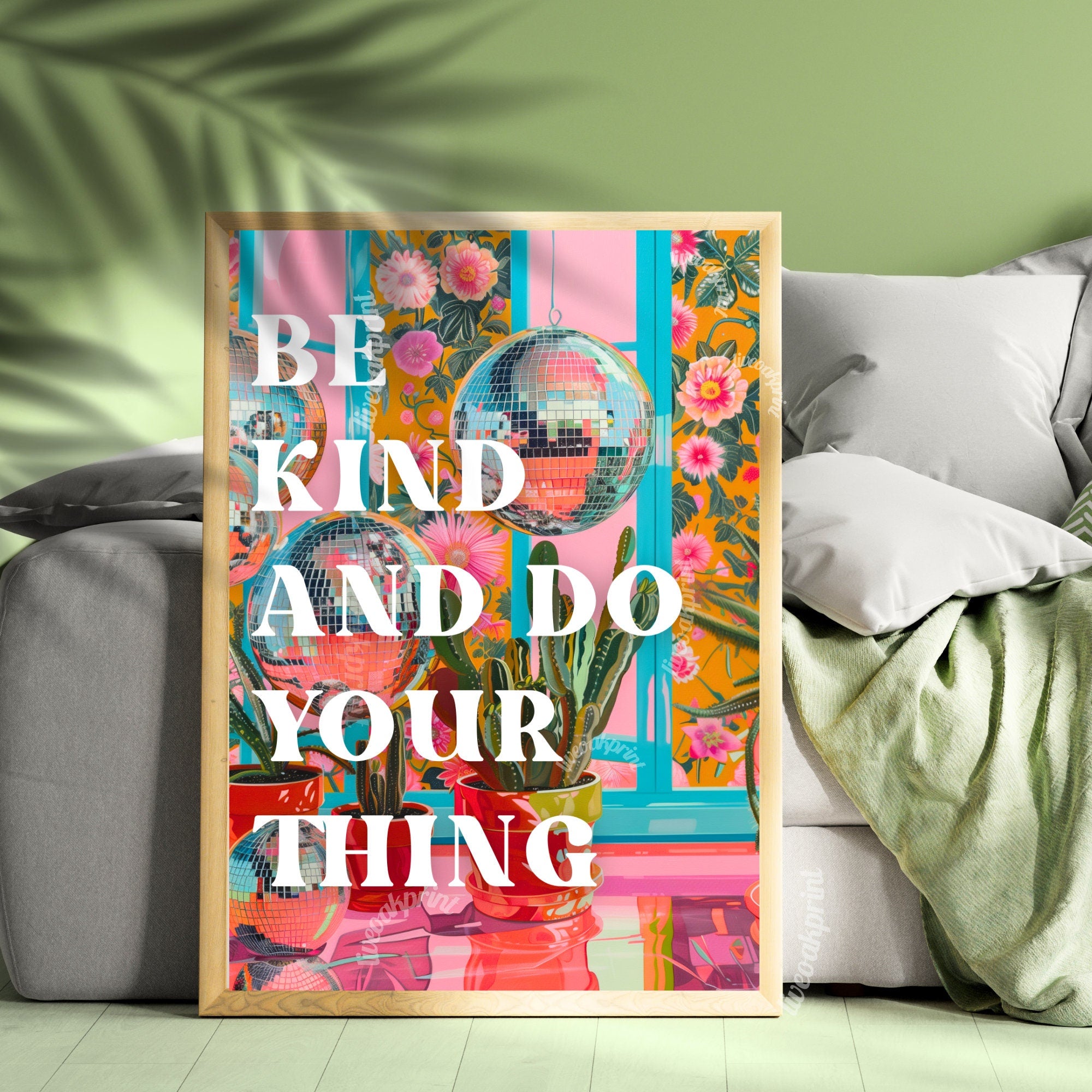 Be Kind and Do Your Thing - Positive Quote Art - 1970s Retro Decor - Groovy Retro Print - Disco Art Print - Groovy Wall Art