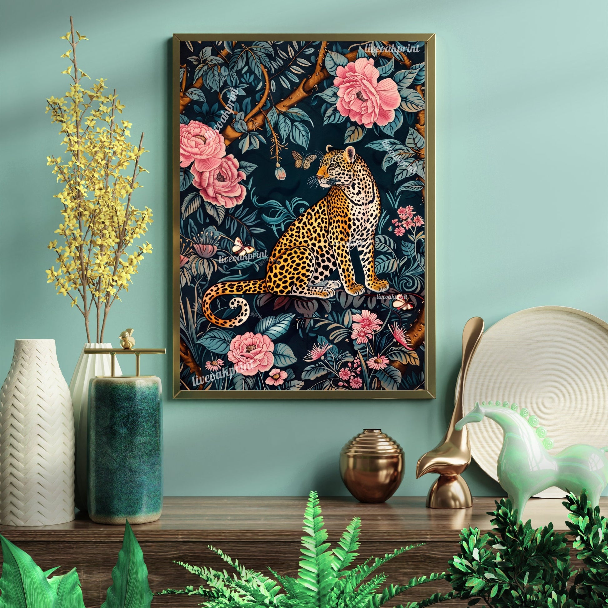 Bloomin' Leopard Bonanza - William Morris Inspired - Maximalist Leopard Print LiveOakPrint