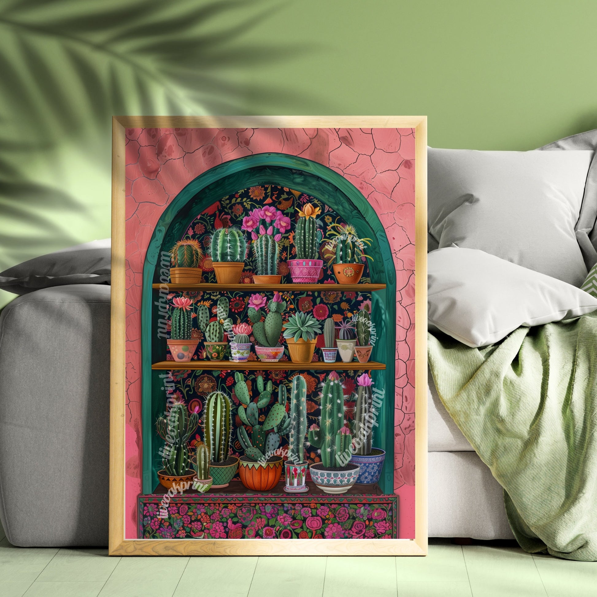 Cactus Print - Western Wall Decor - Boho Cowgirl Wall Art - Maximalist Cactus Art - Western Decor - Maximalist Botanical Print - Cowboy LiveOakPrint