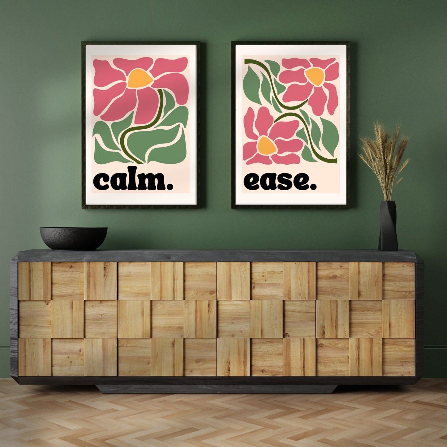 Calm, Ease. Two Print Set - Meditation Room Print - Thich Nhat Hanh Quote Print - Meditation Wall Art - Meditation Room Print - Buddhist Art LiveOakPrint