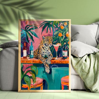 Cheetah Bartender - Cheetah Bar Cart Print - Leopard Kitchen - Maximalist Wall Art - Cheetah Print - Kitchen Cheetah Print - Boho Wall Decor LiveOakPrint