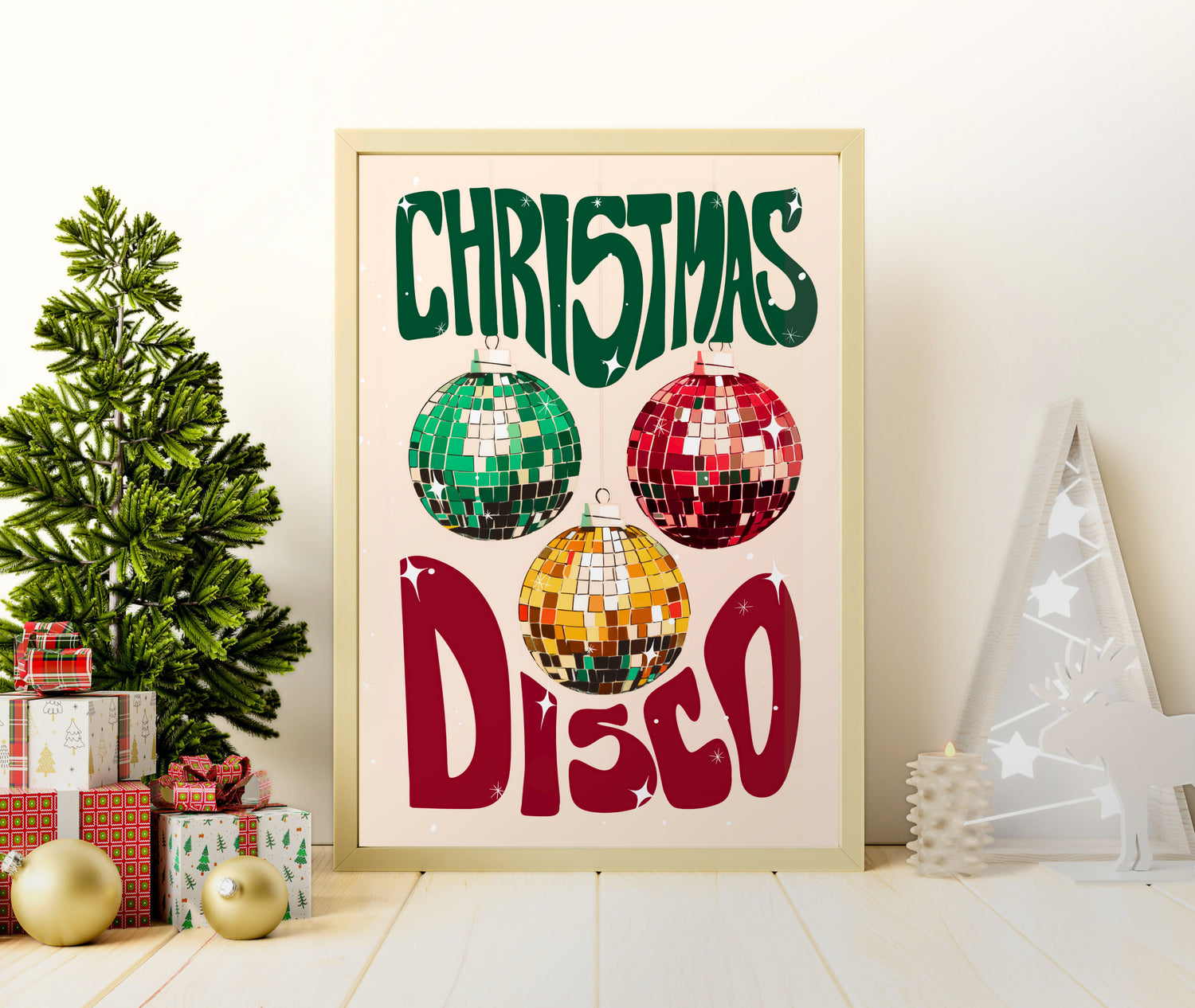 Christmas Disco - Disco Christmas Print - Disco Christmas Decor - Disco Print - Disco Home Decor LiveOakPrint