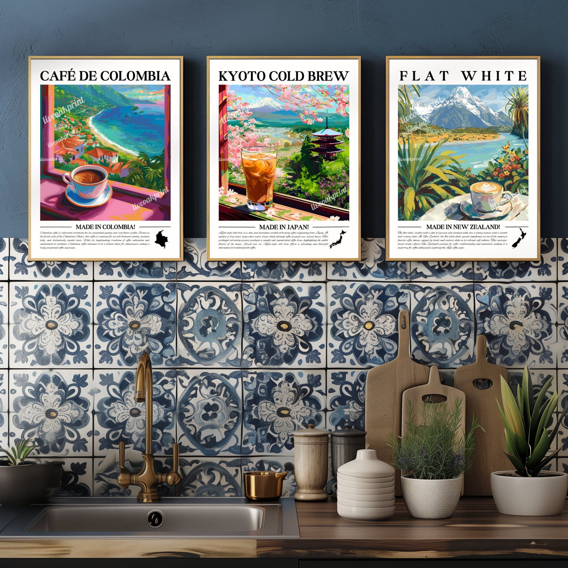 Colombia - Cafe De Colombia | Coffee Around The World Series | Colombian Coffee Print - Colombia Travel Print - Coffee Bar Decor LiveOakPrint