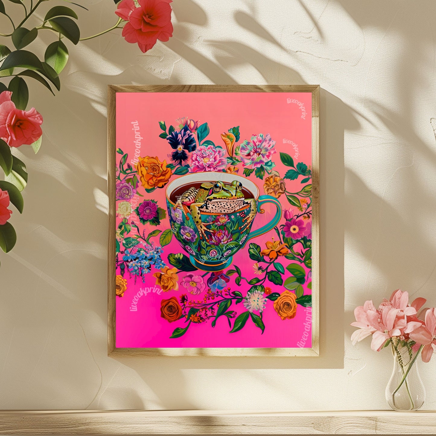 Frog In A Coffee Cup - Frog Kitchen Decor - Maximalist Wall Art - Frog Print - Frog Wall Art - Jungle Decor - Maximalist Kitchen Print LiveOakPrint