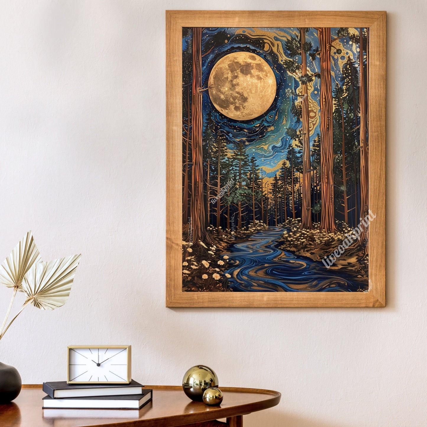 Golden Moon - Moon River Print - Celestial Moon Print - Enchanting Moon Wall Art - Magical Wall Art - Dark Academia Whimsigoth Print LiveOakPrint