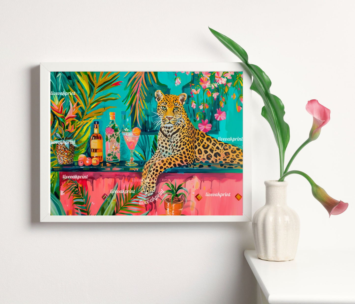 Leopard Bartender - Maximalist Bar Art - Maximalist Bar Cart Print - Maximalist Leopard Print - Leopard Bar Decor - Leopard Kitchen Decor LiveOakPrint