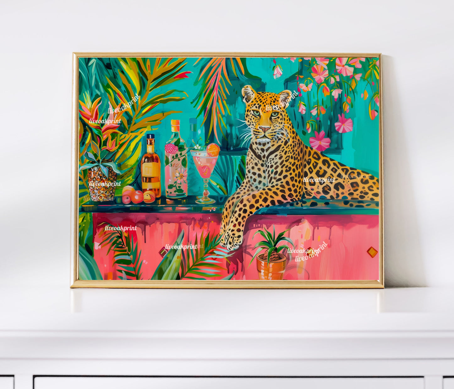 Leopard Bartender - Maximalist Bar Art - Maximalist Bar Cart Print - Maximalist Leopard Print - Leopard Bar Decor - Leopard Kitchen Decor LiveOakPrint