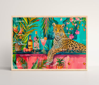 Leopard Bartender - Maximalist Bar Art - Maximalist Bar Cart Print - Maximalist Leopard Print - Leopard Bar Decor - Leopard Kitchen Decor LiveOakPrint