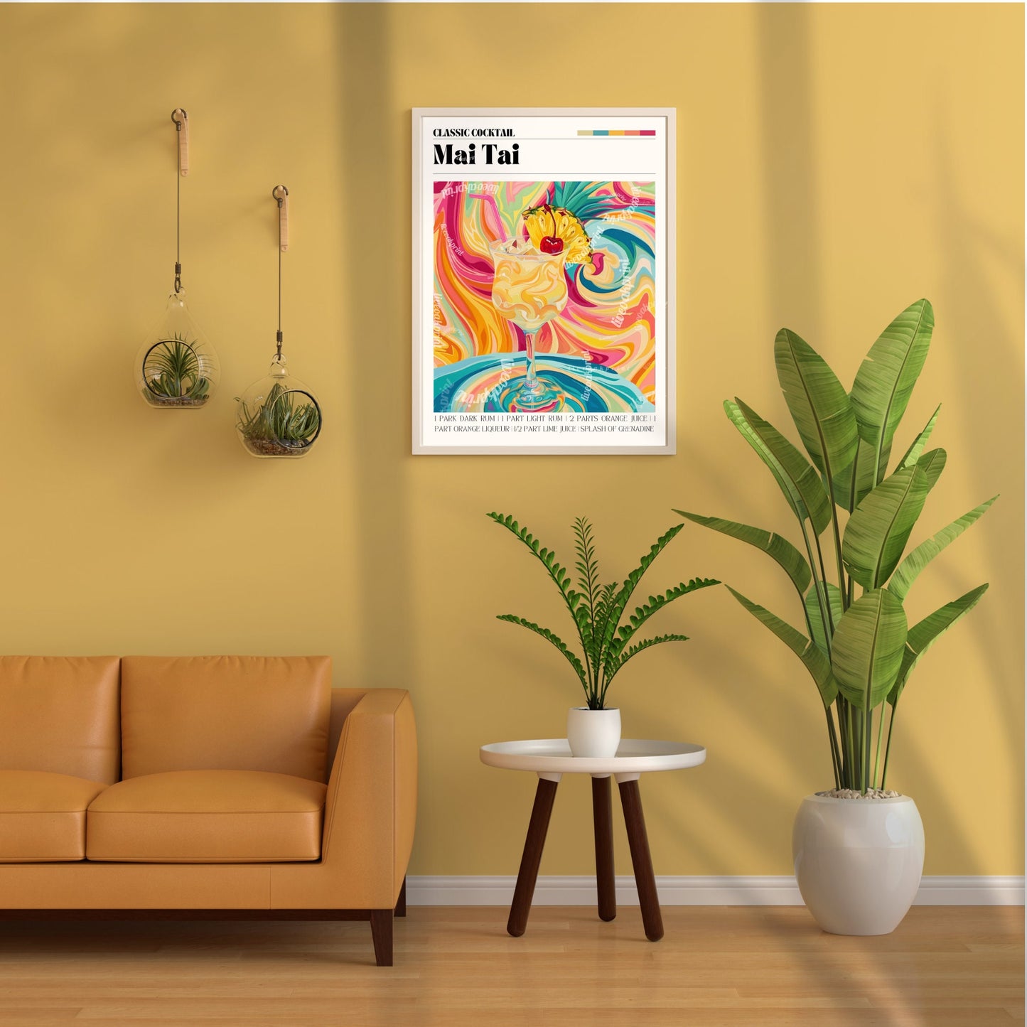 Mai Tai Print - Cocktail Wall Art - Cute Bar Cart Art - Classic Cocktail Prints - Mai Tai Wall Art - Cocktail Print Set - Funky Art LiveOakPrint