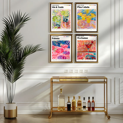 Manhattan Cocktail Print - Manhattan Wall Art - Bar Cart Art - Classic Cocktail Prints - Manhattan Wall Art - Cocktail Print Set LiveOakPrint