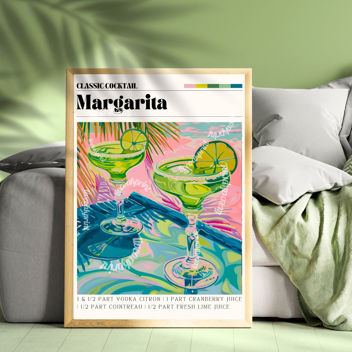 Margarita Print - Margarita Cocktail Wall Art - Bar Cart Art - Classic Cocktail Prints - Margarita Cocktail Recipe - Cocktail Print Set LiveOakPrint