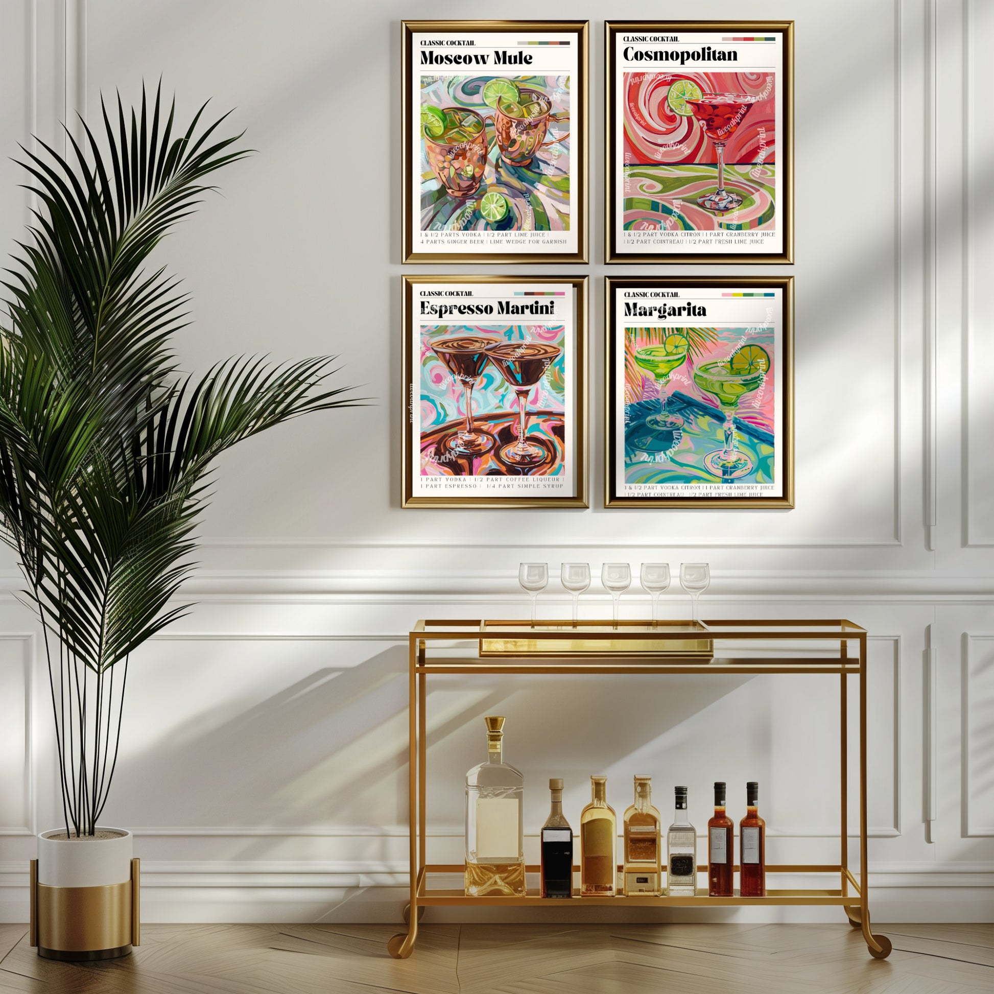 Margarita Print - Margarita Cocktail Wall Art - Bar Cart Art - Classic Cocktail Prints - Margarita Cocktail Recipe - Cocktail Print Set LiveOakPrint