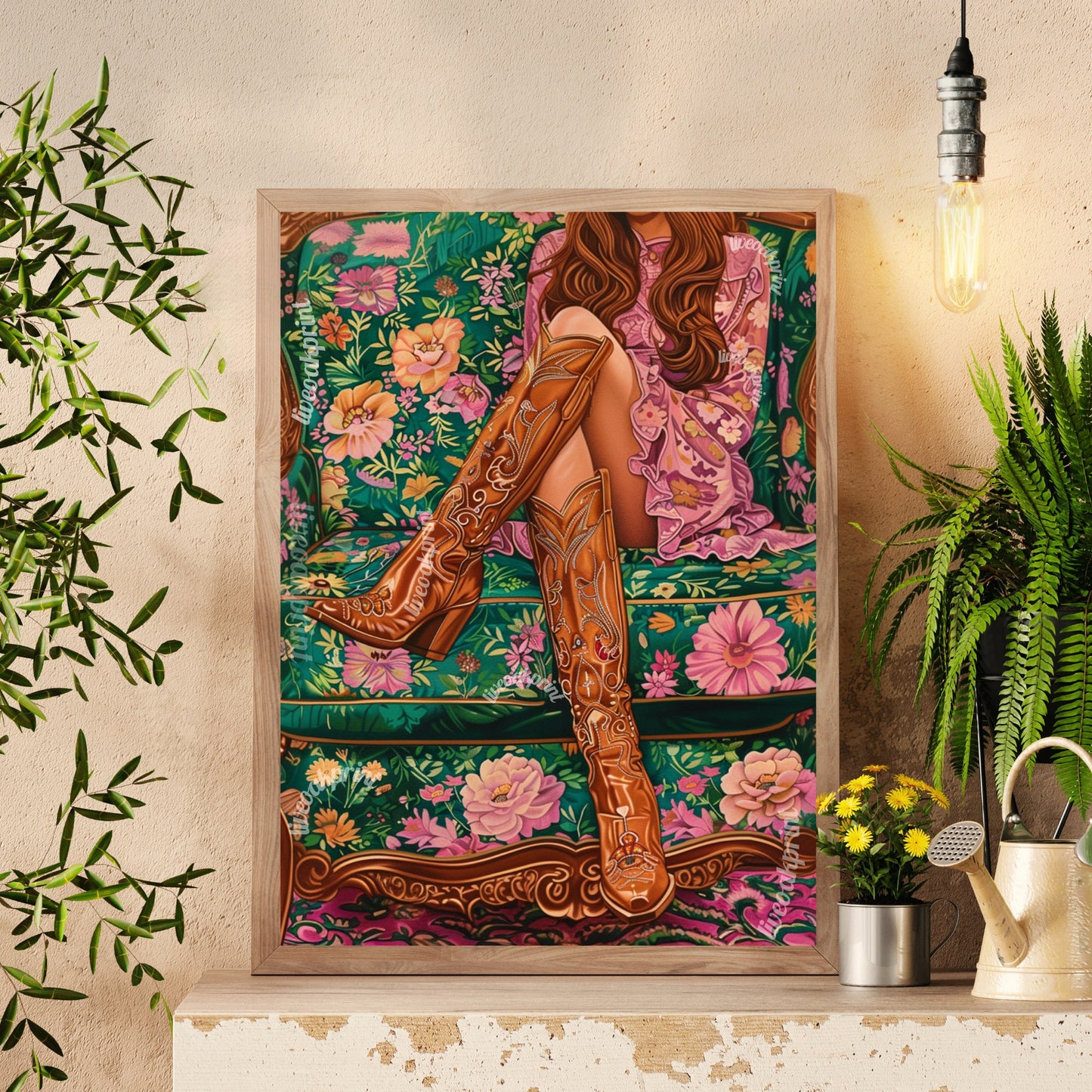 Maximalist Woman in Cowgirl Boots Print - Cowboy Boots Print - Western Wall Art - Trendy Cowgirl Art - Cowboy Boots Print - Cowgirl Boots LiveOakPrint