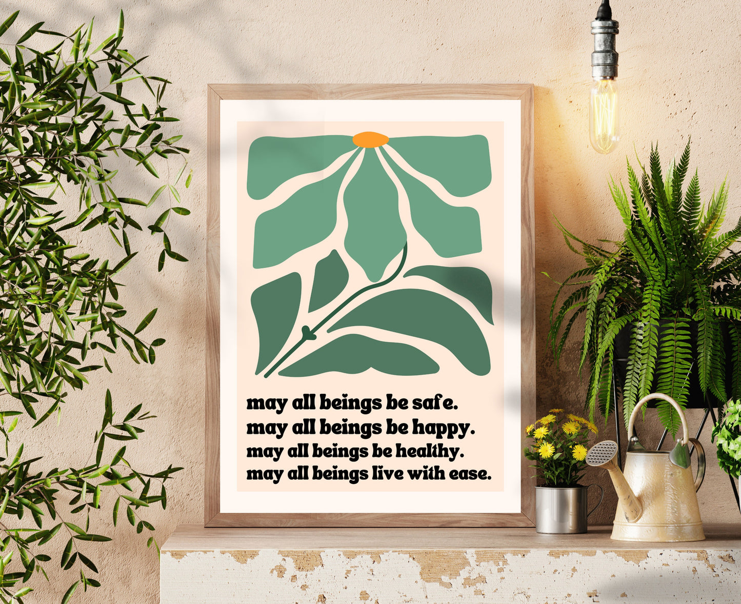 May All Beings Be Safe, May All Beings Live With Ease - Loving Kindness Print LiveOakPrint