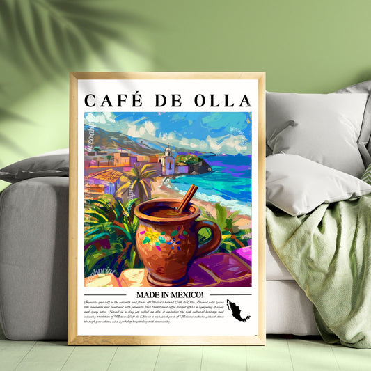 Mexico - Cafe de Olla | Coffee Around The World Series | Mexican Coffee Print - Mexico Print - Mexican Kitchen Art - Mexican Wall Art LiveOakPrint