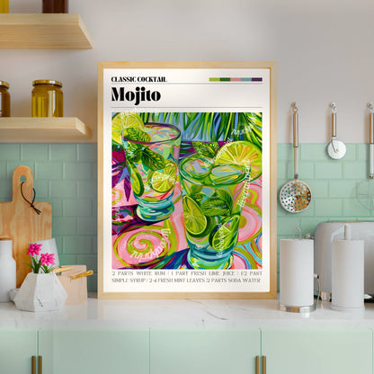 Mojito Print - Mojito Wall Art - Bar Cart Art - Classic Cocktail Prints - Mojito Wall Decor - Cocktail Print Set LiveOakPrint